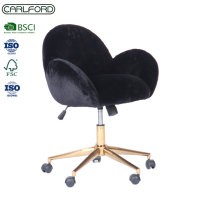 Fauteuil d'appoint moderne en velours blanc CARLFORD pour bureau à domicile, chambre et salon, fauteuil capitonné mobile avec roulettes pivotantes