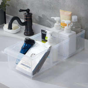 Organisateur de salle de bain portable transparent avec poignée, boîte de rangement multifonctionnelle pour comptoir, pour un rangement sans désordre à la maison - Product Image 1