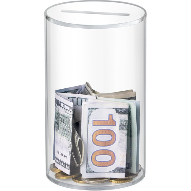 Custom Unopenable Piggy Bank Clear Savings Money Jar Acrylic Piggy Bank for Coin Cash Bills for Kids Adult Gift
