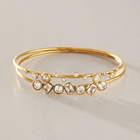Bracelet géométrique en acier inoxydable plaqué or 18 carats avec zircon gradué, classique, hypoallergénique, pour femme, vente en gros