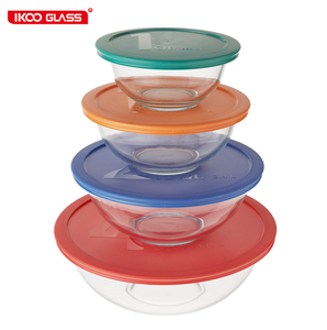 IKOO hot sale Clear transparent high borosilicate fruit serving glass bowls with lid