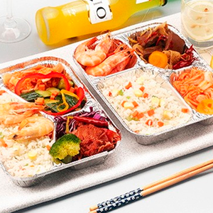 3 <strong>Compartment</strong> <strong>Aluminum</strong> <strong>Foil</strong> Plates Custom Restaurant Food Container Disposable Aluminium <strong>Foil</strong> Takeaway Lunch <strong>Trays</strong> with Lid - Product Image 5