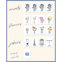 Tuiles de Mahjong Américaines Thème Universitaire Université de la Caroline du Nord (UNC) – Ensemble Motif Fleurs Sauvages pour Fêtes et Divertissement