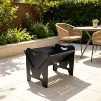 Barbecue carré multifonctionnel moderne - Acier inoxydable - Portable - Intérieur/extérieur - Brasero au charbon de bois - Bois de chauffage pour jardin extérieur