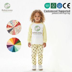 Babylovey - Conjunto <span class=keywords><strong>de</strong></span> Pijama Personalizado para Bebés Niñas, Estampado Personalizado, <span class=keywords><strong>de</strong></span> Bambú, con Leggings <span class=keywords><strong>de</strong></span> Manga Larga - Product Image 2