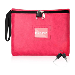 Bolsa de Notario de Cuero con Cierre y 2 Llaves para Documentos, Pasaportes y Libretas, Gran Capacidad, Ligera, para Efectivo - Product Image 1