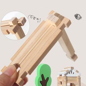 Ensemble de construction éducatif pour enfants, garçons et filles, château classique en bois, blocs de construction Prince et Princesse - Product Image 4