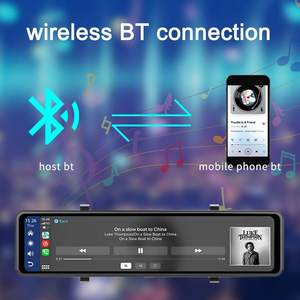 Caméra de tableau de bord de voiture à double caméra 4K+1080P de 11,26 pouces, rétroviseur tactile, caméra de tableau de bord, CarPlay sans fil, <span class=keywords><strong>Android</strong></span>, GPS, WIFI, Karadar V18 - Product Image 2