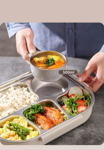 Compartment Design Sealed Leakproof High Capacity Food Container Stainless Steel Bento <b>Lunch</b> Box With Cutlery - Product Image 4