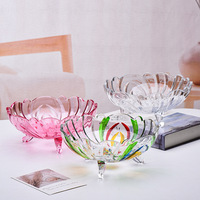 Plateau à fruits en verre à motif végétal de style nordique pour le salon, table basse, plateau à collations et à bonbons