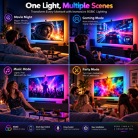 Kit d'éclairage d'ambiance pour TV avec caméra RGBIC, bande LED synchronisée, contrôle via application, télécommande musicale, découpable, IP65, pour le gaming