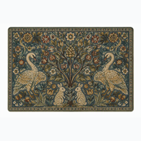 Tapis moderne en polyester doux imitation velours, imprimé motif cygne, lapin et plantes, fabriqué à la machine, pour salon et maison