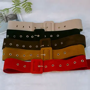 Fashion Cummerbund Elastic Belts PU Velvet Leather Fancy Girls Female Women's Wide Belt Decorative Belt for Women