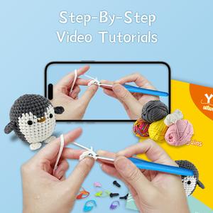 Kit de <span class=keywords><strong>crochet</strong></span> complet pour débutants : Ensemble de bricolage pingouin avec fil doux, <span class=keywords><strong>crochet</strong></span>, yeux, rembourrage et vidéo étape par étape - Product Image 6