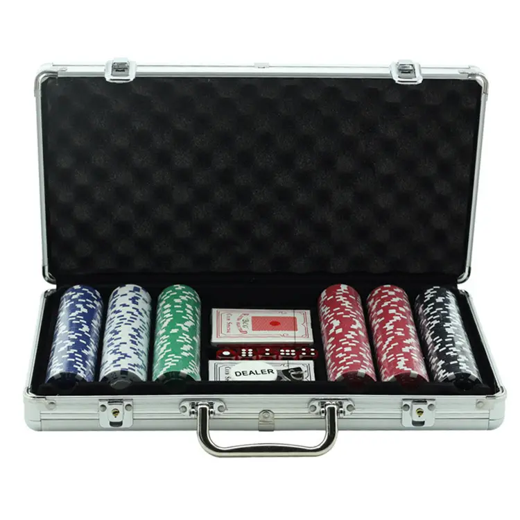 Hot Entertainment Gaming Sets Professionele Casino Texas Hold'em Poker Chips Set 300 Chips Met Aluminium Behuizing