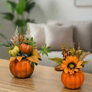 Arrangement floral artificiel d'automne avec citrouille et tournesol, bouquet rustique pour la décoration de la maison, centre de table de bureau, idée cadeau - Product Image 3
