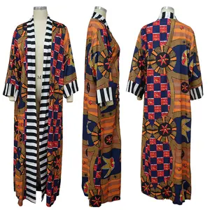 เสื้อกันลมสไตล์ใหม่สำหรับผู้หญิง,เสื้อโค้ทตัวยาวพิมพ์ลายสไตล์พื้นเมืองแอฟริกันสำหรับฤดูใบไม้ร่วง