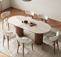 Table à manger STG Nordic moderne en pierre frittée pour six personnes, design ovale français, mobilier de restaurant pour salle à manger à domicile