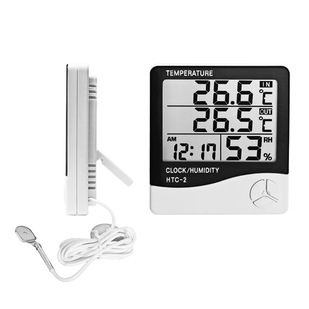 Digital Indoor Thermometer Digital Indoor Hygrometer Clock Household Thermometer HTC-2