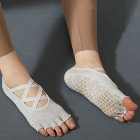 Personnalisé Antidérapant Ouvert 5 Orteils Grip Danse Pilates No Show Femmes Barre Ballet Yoga Chaussettes