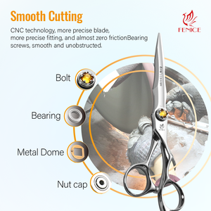 Forbici <span class=keywords><strong>da</strong></span> Barbiere di Alta Gamma Fenice in Acciaio Inossidabile VG10 ad Alta Durezza <span class=keywords><strong>Set</strong></span> di Forbici per <span class=keywords><strong>Parrucchiere</strong></span> con Viti a Sfera con Diamante Giallo - Product Image 4
