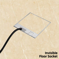 Prise de sol encastrée en marbre 105 EUR avec panneau métallique en acier inoxydable, 16A, USB-A, Type C, option RJ45, boîtier de prise de sol encastré CE