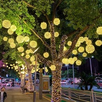 IP44 Solar-Rattanlampe Hängende Baumkugel Außenbeleuchtung Lichterketten für Festival-Party-Dekorationen Straßen-Außenbeleuchtung