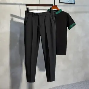 New Slim Men's Calças Stretch Calças Plus Size Clássico Cor Sólida Negócios Casual Wear Terno Formal Calças