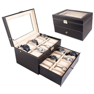 Watch packaging box Leather watch box double - layer watch jewelry box
