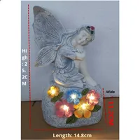 Ornement de jardin miniature en résine de style européen, avec un ange ailé gravé au soleil, pour la décoration de jardin