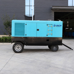 Compresseur d'air diesel portable à vis 10 bars avec moteur Cummins pour l'exploitation minière et le forage de puits d'eau, compresseur d'air diesel sur remorque - Product Image 2