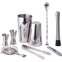Ensemble de shakers Boston en acier inoxydable, outils de bar, kit de barman 9 pièces, shaker à cocktails, doseur, passoire, pince à glace, bar à domicile