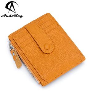 AndoBag Tarjeteros para Mujer de Cuero Genuino de Vaca, Monedero Casual con Cremallera, Cartera Minimalista, Porta Identificación Simple 2210 - Product Image 1