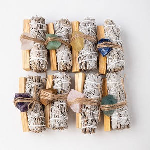 Offre Spéciale personnalisé blanc <span class=keywords><strong>sauge</strong></span> ensemble cristal Quartz <span class=keywords><strong>grande</strong></span> pierre brute Kit encens <span class=keywords><strong>feuille</strong></span> baguettes maison nettoyage guérison méditation - Product Image 5
