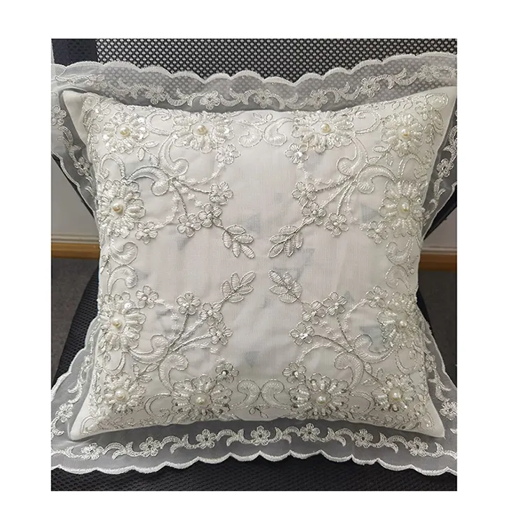 Современная вышитая бисером кружевная наволочка Ручной работы 18x18, домашний декор, диванная подушка с вышивкой