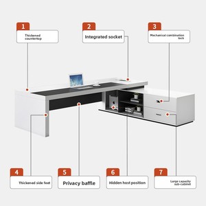 طقم طاولة وكرسي لمدير المكتب طاولة مكتب كبيرة بيضاء - Product Image 6