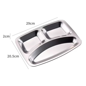 Assiettes à Diviser en Acier Inoxydable, Plateau à Dîner Rectangulaire à <span class=keywords><strong>3</strong></span> Compartiments, Plaques Métalliques pour Enfants Adultes et Enfants, Passe au Lave-Vaisselle - Product Image 3