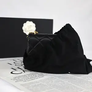 Oem Fabriek Voor Merk Luxe Zwarte Katoenen Koord Stofzak Voor Schoenen Handtassen