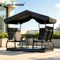 Fauteuil à bascule pivotant d'extérieur en aluminium 4 places résistant aux intempéries avec table pour adultes, accessoire pour auvent et pergola