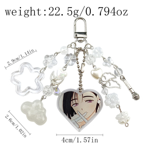 Porte-clés assortis en alliage de zinc métallique, design anime <span class=keywords><strong>Mizi</strong></span> et Sua, légers, breloques de sac, esthétiques, faits à la main - Product Image 5