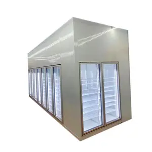 0-5'C Commercial Refrigeration Equipment Pu Wall Panels Walk in Freezer Cooler Glass Door Display Cold Room for Supermarket Bar