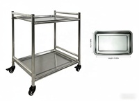 Chariot utilitaire à 2 niveaux en acier inoxydable 201, finition polie, multi-usages, robuste, avec rainure de drainage, capacité de charge de 50 kg
