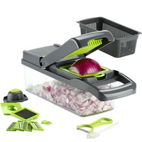 Trancheuse à mandoline professionnelle à lames en acier inoxydable 14 en 1, coupe-légumes, coupe-légumes, hachoir avec passoire