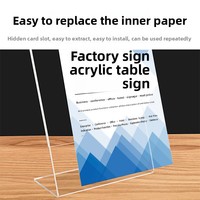 Support de table en acrylique transparent en forme de L pour cartes A4, menus, listes de boissons, prix, avec support de paiement par code QR
