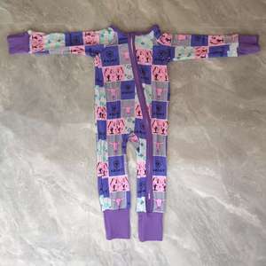 Pabrik kustom cetak bayi piyama bayi bambu Bodysuit bayi bambu Zippy bayi Onesie Convertible ritsleting ganda bayi Onesie bambu - Product Image 2
