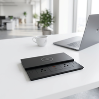 Boîte de prise de table en matériau PC, 2 prises de courant AC, 1 USB A+C, charge sans fil, IP44, couvercle coulissant, prise US 10A, garantie 3 ans