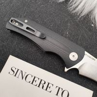 Couteau de chasse en acier 14C28N haute dureté avec manche G10, couteau pliant de poche pour le camping et la randonnée