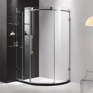 Cabine de douche coulissante moderne avec base en acier inoxydable, arc en verre trempé transparent pour hôtels, maison et salles de bains, garantie de 3 ans