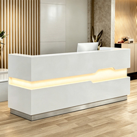 Comptoir de réception d'hôtel moderne KMJ, comptoir de réception de salon de beauté avec éclairage LED