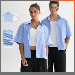 Camisas Casuales de Verano Personalizadas de Manga Corta con Botones y <span class=keywords><strong>Rayas</strong></span> para Hombre - Product Image 4